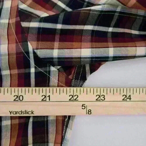 Men's Cabelas Outfitter Series Care-free Cotton Plaid Shirt - Black/Brown - Sz M - Picture 6 of 8